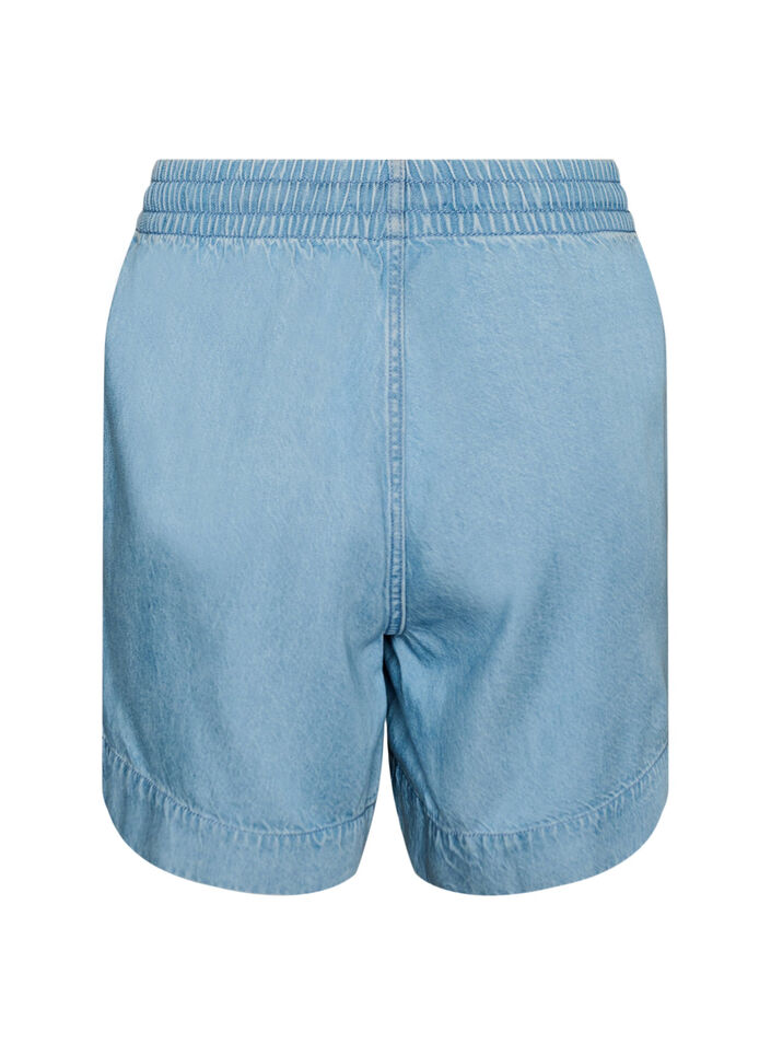 Shorts med plagg i denim med elastisk midje og snor, Bl&aring;, Packshot image number 1