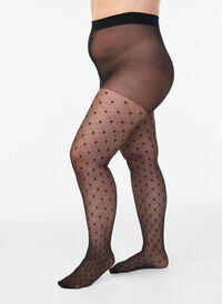 Tights i 25 denier med hjerter, Svart Tights i 25 denier med hjerter, Svart, Model