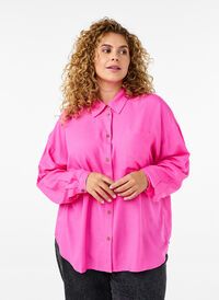 Langermet skjorte i lin og viskose, Rosa Langermet skjorte i lin og viskose, Rosa, Model