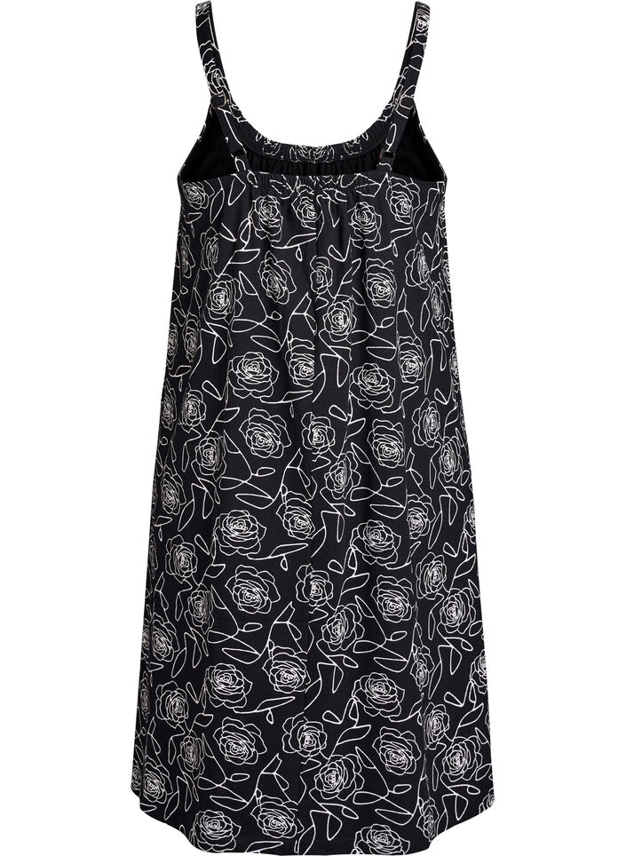 Midi strap dress in organic cotton, Svart, Packshot image number 1