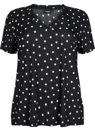 FLASH - Mønstret T-skjorte med V-hals, Black Dot