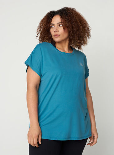 Ensfarget T-skjorte til trening, Storm Blue, Model image number 0