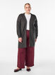 FLASH - Lang ribbestrikket cardigan med lommer, Grå, Model image number 1