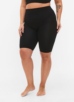 2-pack sømløs basic shorts, Black, Model image number 0
