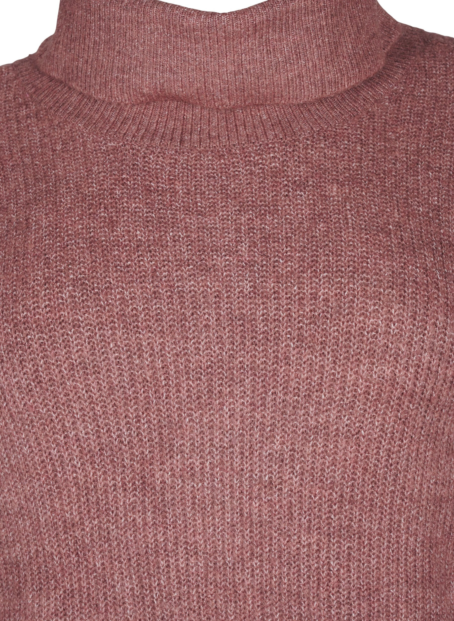 Zizzi FLASH - Strikket kjole med h&oslash;y hals, Rosa, Packshot image number 2