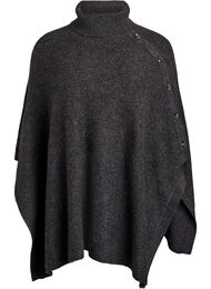 Poncho med høy hals og knappdetaljer, Grå