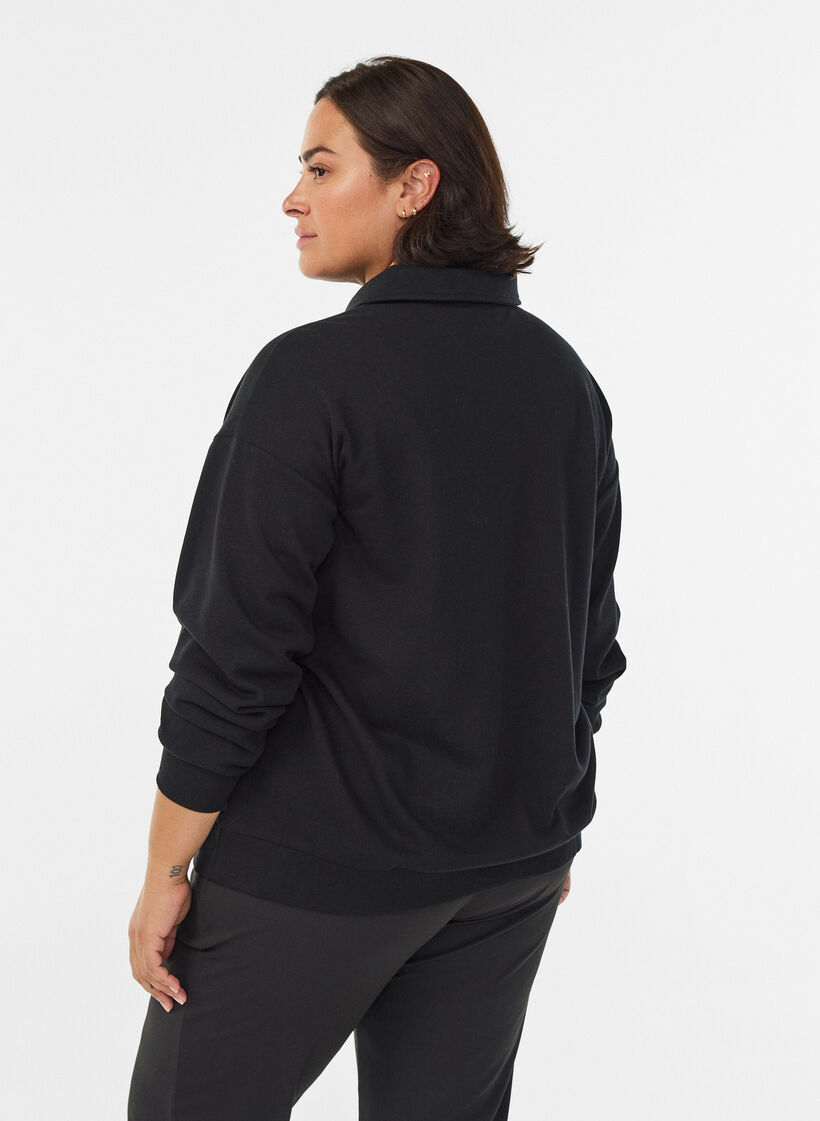Sporty genser med krage, Black, Model