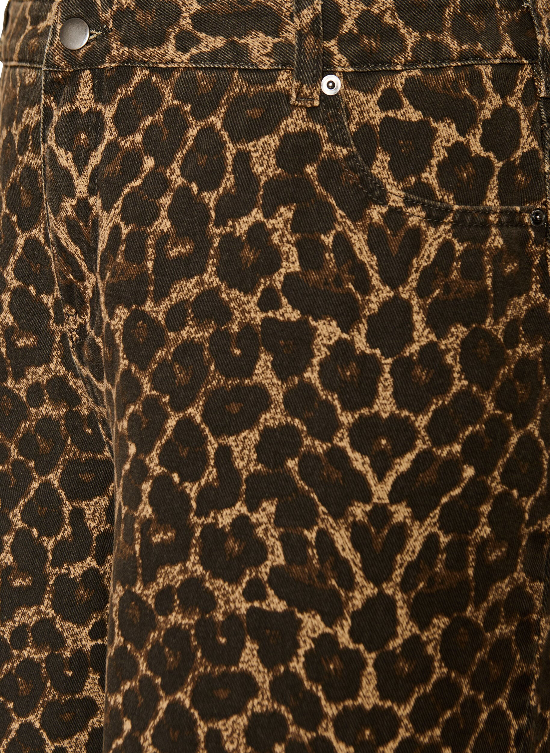 Zizzi Leopardm&oslash;nstret denim Bermudashorts, Brun, Packshot image number 2