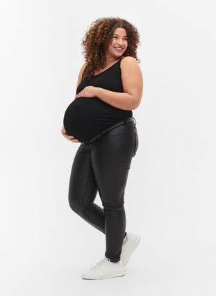 Zizzi Coated bukser til gravide, Svart, Model image number 0
