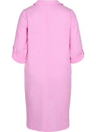 Stripet kjole i bomull og lin, Begonia Pink, Packshot image number 1