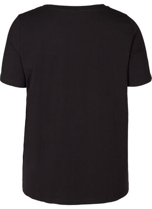 Kortermet T-skjorte i bomull med motiv, Black SIMPLY, Packshot image number 1