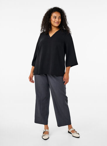 Zizzi FLASH - Bluse med 3/4 ermer, Svart, Model image number 1