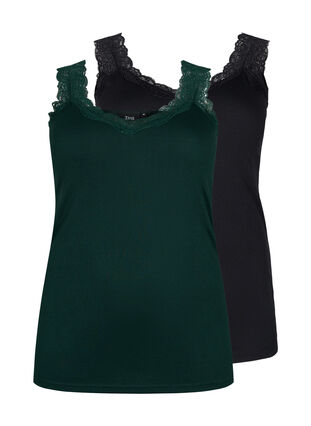 Topp med blonder, 2 stk., Scarab / Black, Packshot image number 0