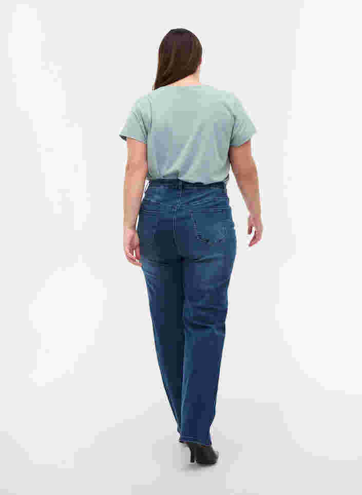 Jeans med ekstra høy liv, Blue denim, Model