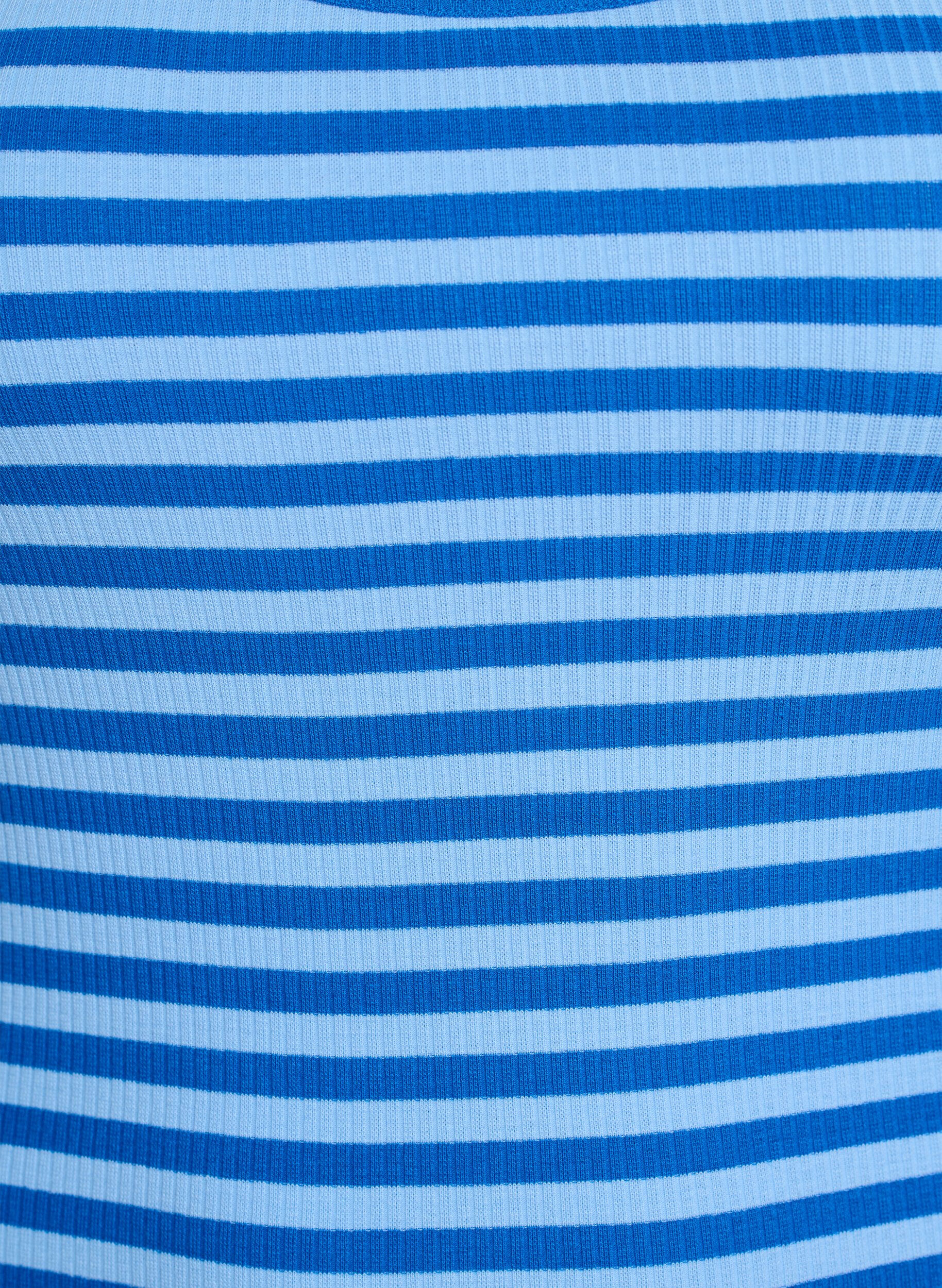 ZizziStripete ribbestrikket singlet, Bl&aring;, Packshot image number 2