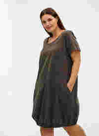 Kortermet kjole i bomull, Khaki Green, Model