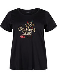 T-skjorte med julemotiv i bomull, Black Loading