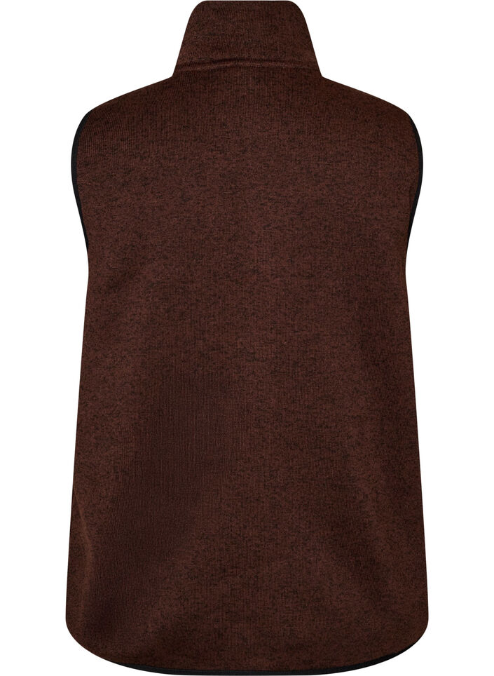 Vest med h&oslash;y hals og glidel&aring;s, Brun, Packshot image number 1