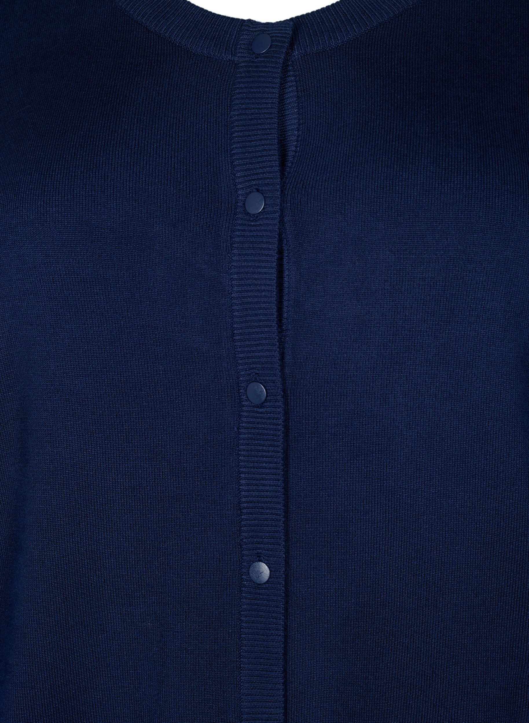 Zizzi Strikket cardigan i viskose med knapper, Navy Blazer, Packshot image number 2