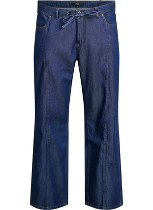 Zizzi Vide jeans med knytebelte og høy midje, Blå, Packshot image number 0