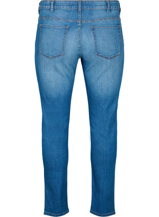 Emily jeans med vanlig liv og smal passform, Blue denim, Packshot image number 1