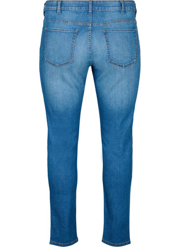 Emily jeans med vanlig liv og smal passform, Blue denim, Packshot image number 1