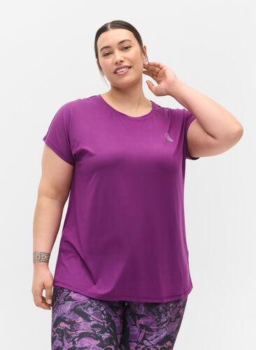 Ensfarget t-skjorte til trening, Grape Juice, Model image number 0