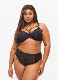 Tai truse med mesh og blonder, Black, Model