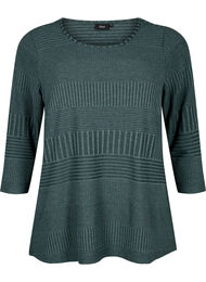 Bluse med 3/4-ermer og stripemønster, Scarab Melange