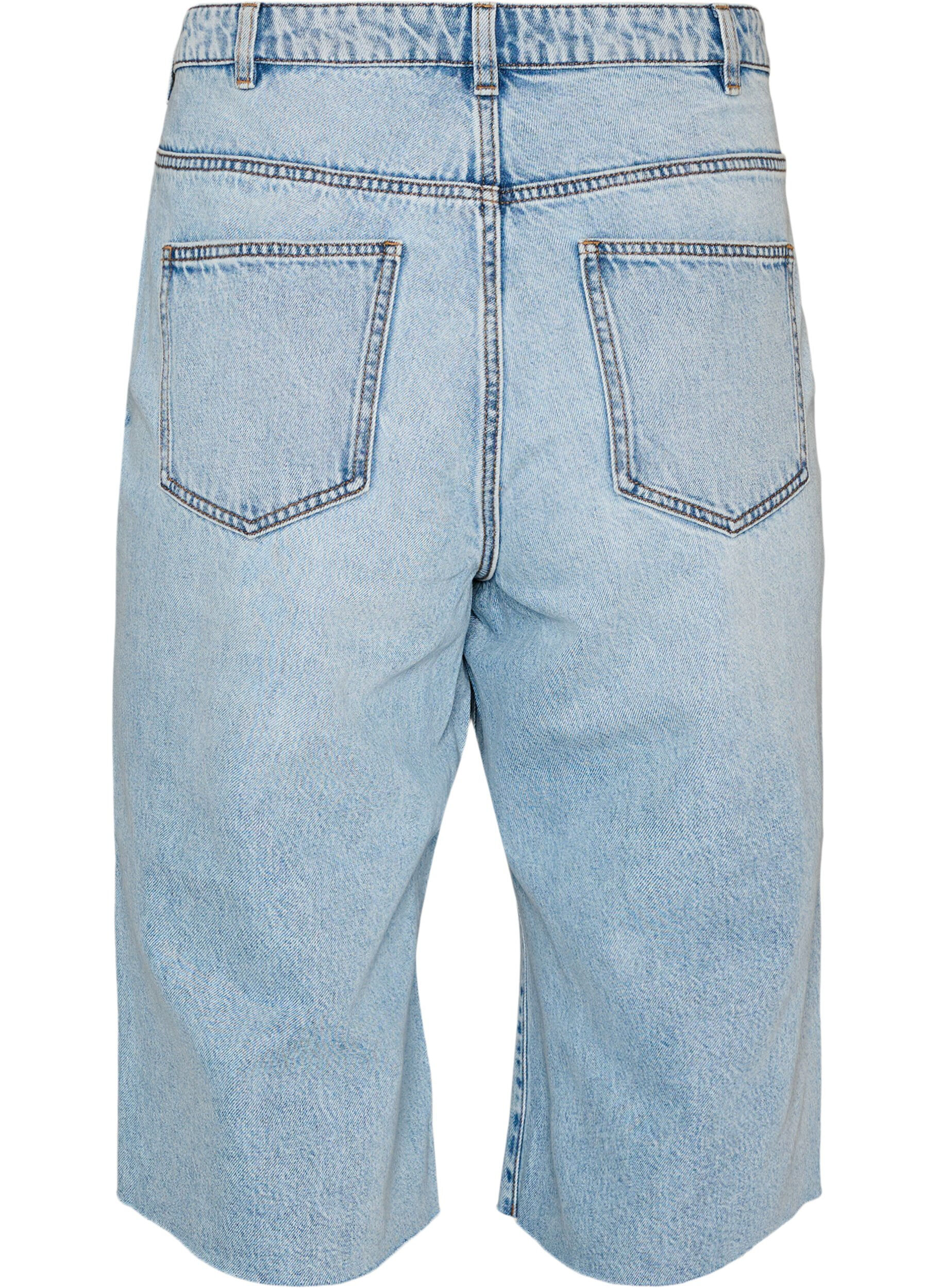 ZizziCropped jeans med en avslappet stil og r&aring; kanter, Bl&aring;, Packshot image number 1