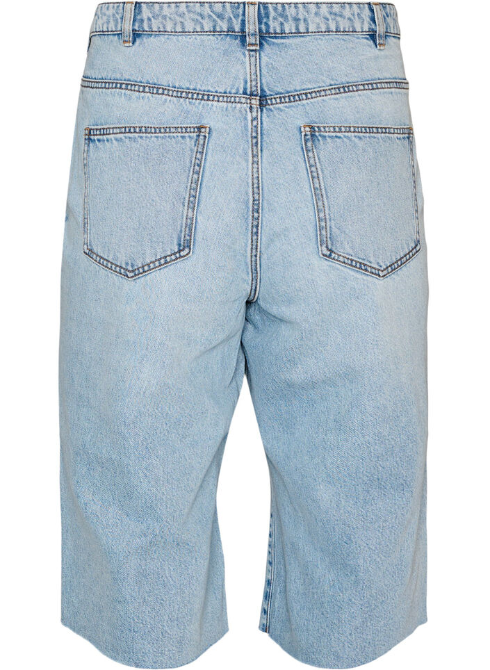 Cropped jeans med en avslappet stil og r&aring; kanter, Bl&aring;, Packshot