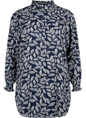 Tunika med vaffelsøm, Navy Leaf, Packshot image number 0
