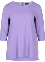 Lang bluse med rund hals og 3/4-ermer, Paisley Purple