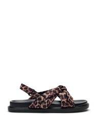 Wide fit - Sandal med knutedetaljer, Leopard AOP