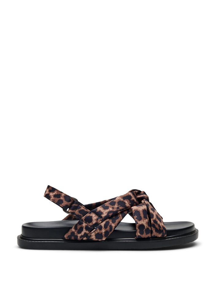 Wide fit - Sandal med knutedetaljer, Leopard AOP, Packshot
