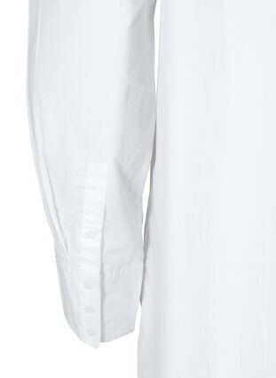 Lang bomullsskjorte med lomme på brystet, White, Packshot image number 3