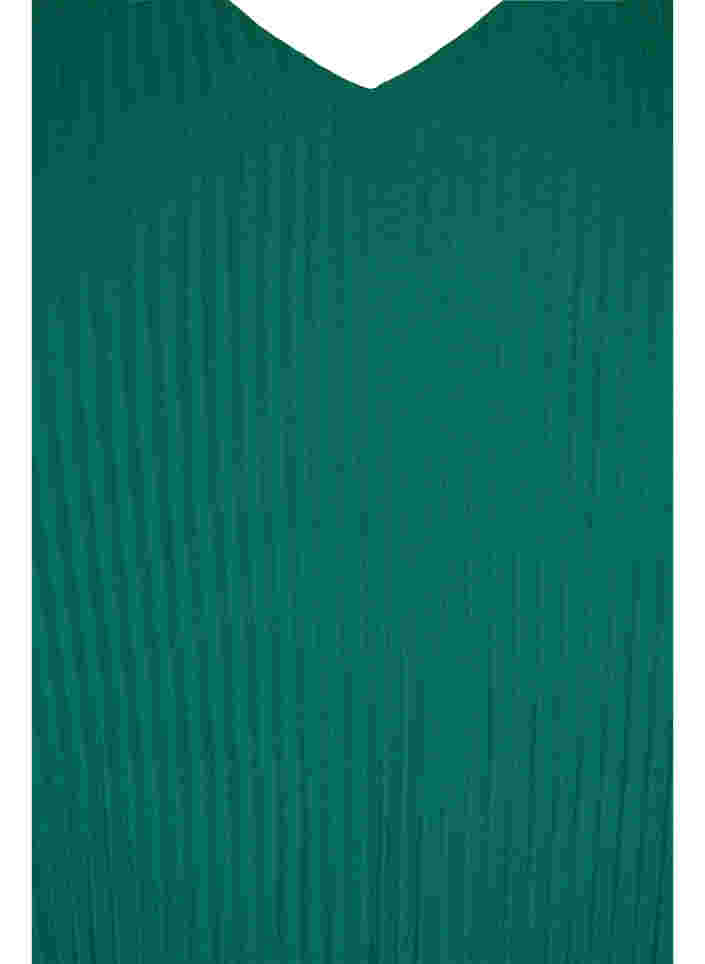 Bluse i plissé med V-hals, Evergreen, Packshot image number 2