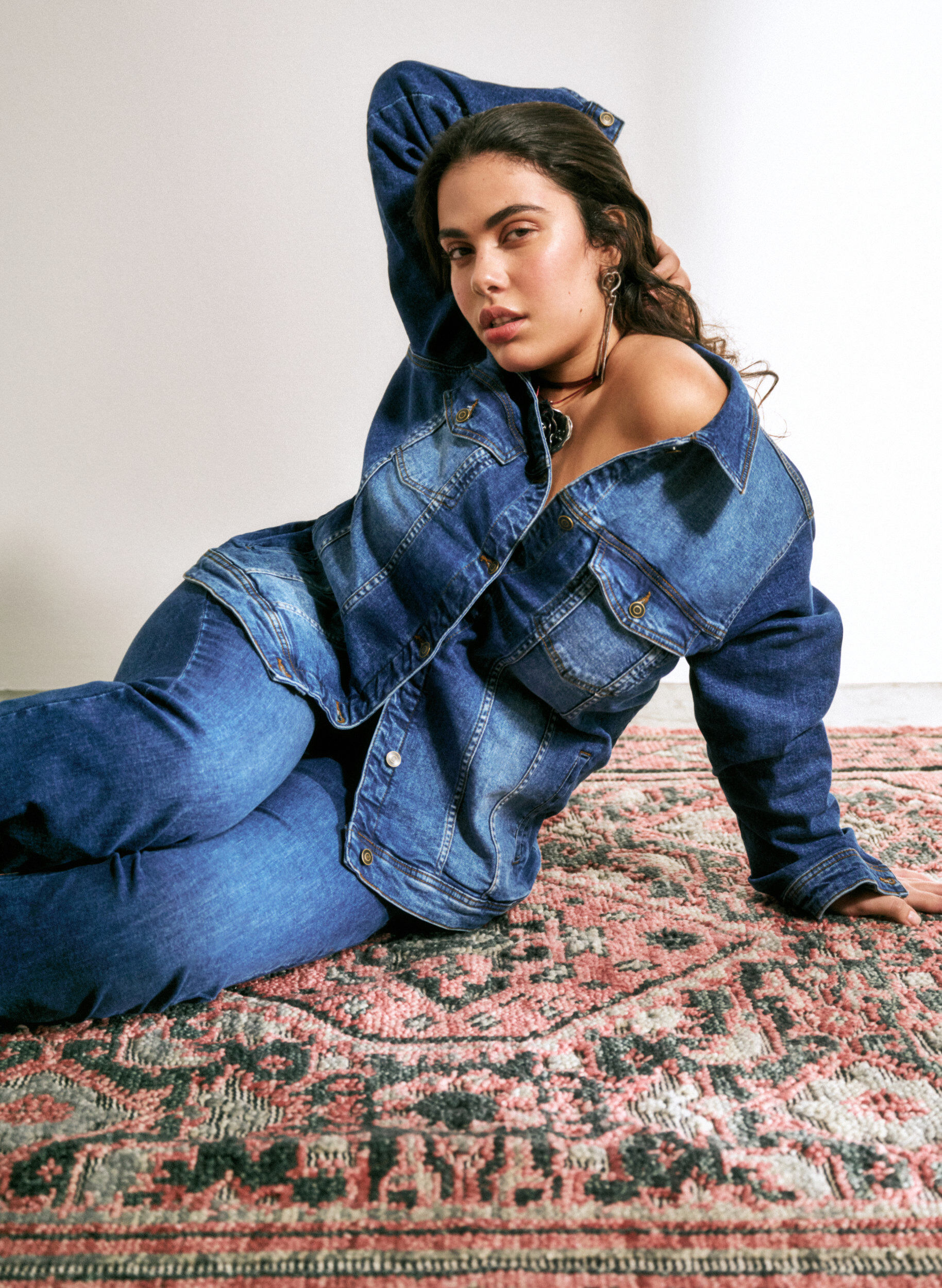 Zizzi Kort dongerijakke i bomull, Blue denim, Image image number 0