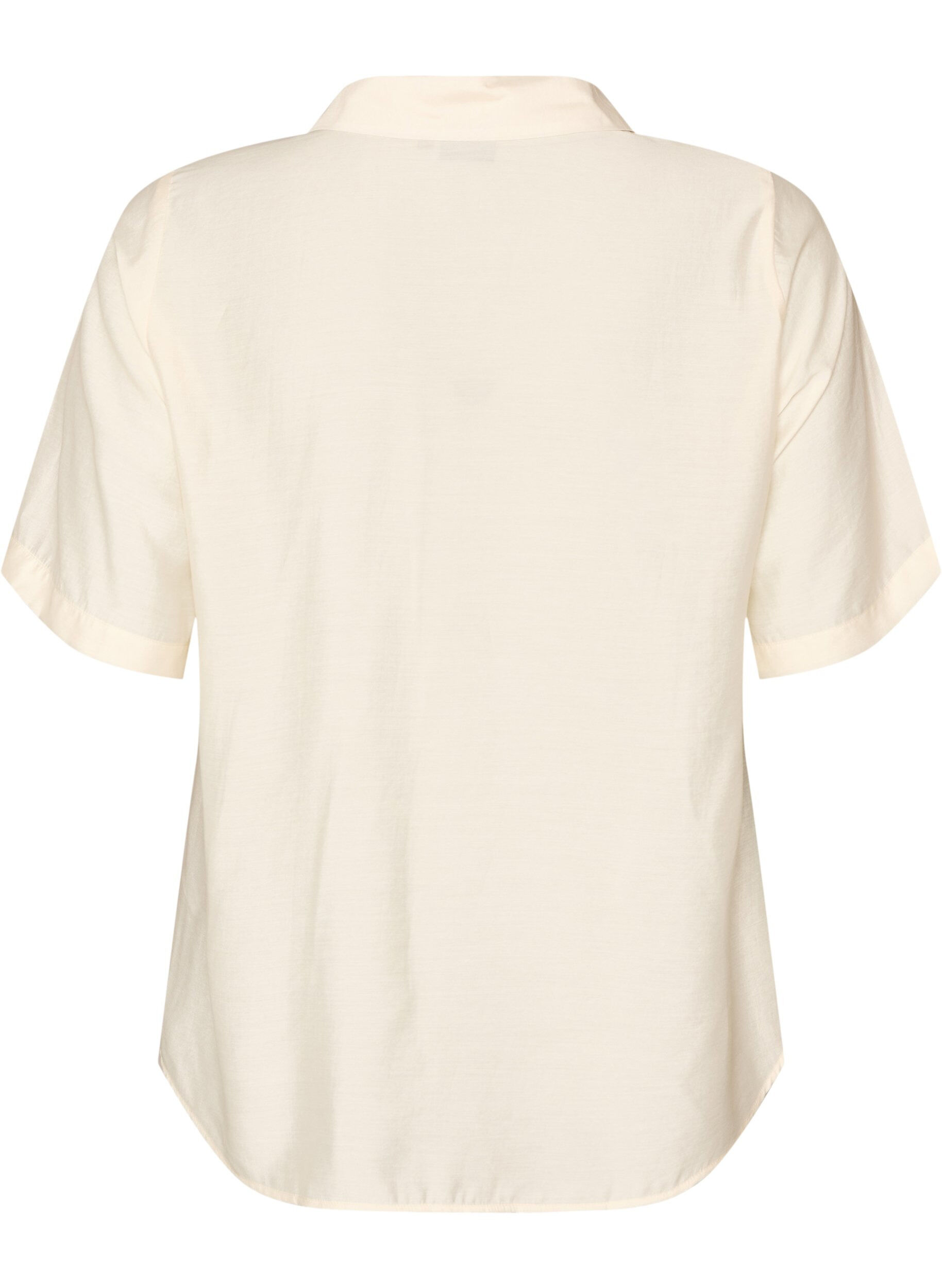 ZizziBluse med albuelange ermer og blomsterdetaljer, Beige, Packshot image number 1