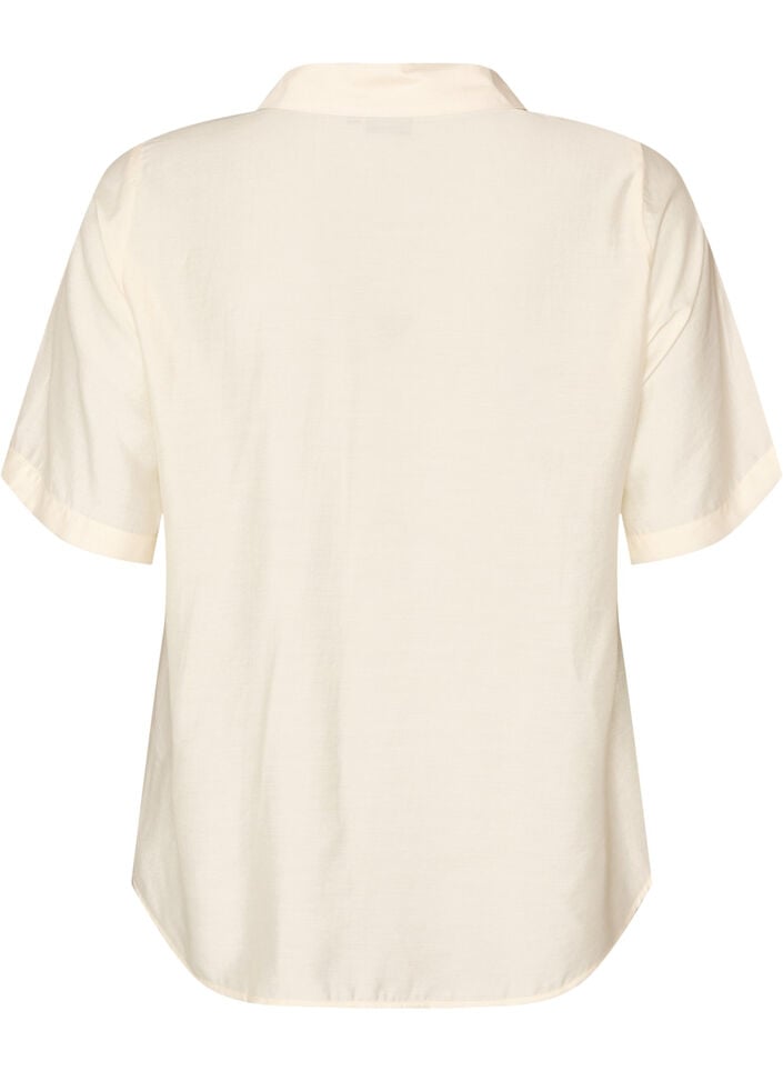 Bluse med albuelange ermer og blomsterdetaljer, Beige, Packshot image number 1