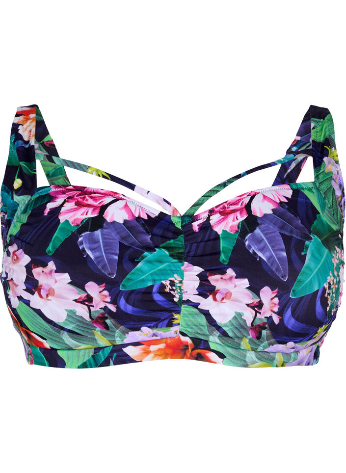 Bikinitopp med drapering, Flower Print, Packshot image number 0