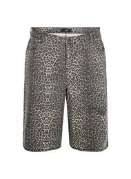 Leopardm&oslash;nstret denim Bermudashorts, Brun