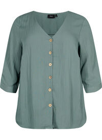 Bluse i viskose med knapper og V-hals
