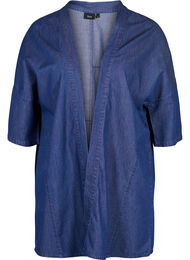 Kimono i denim med 3/4-ermer, Medium Blue Denim