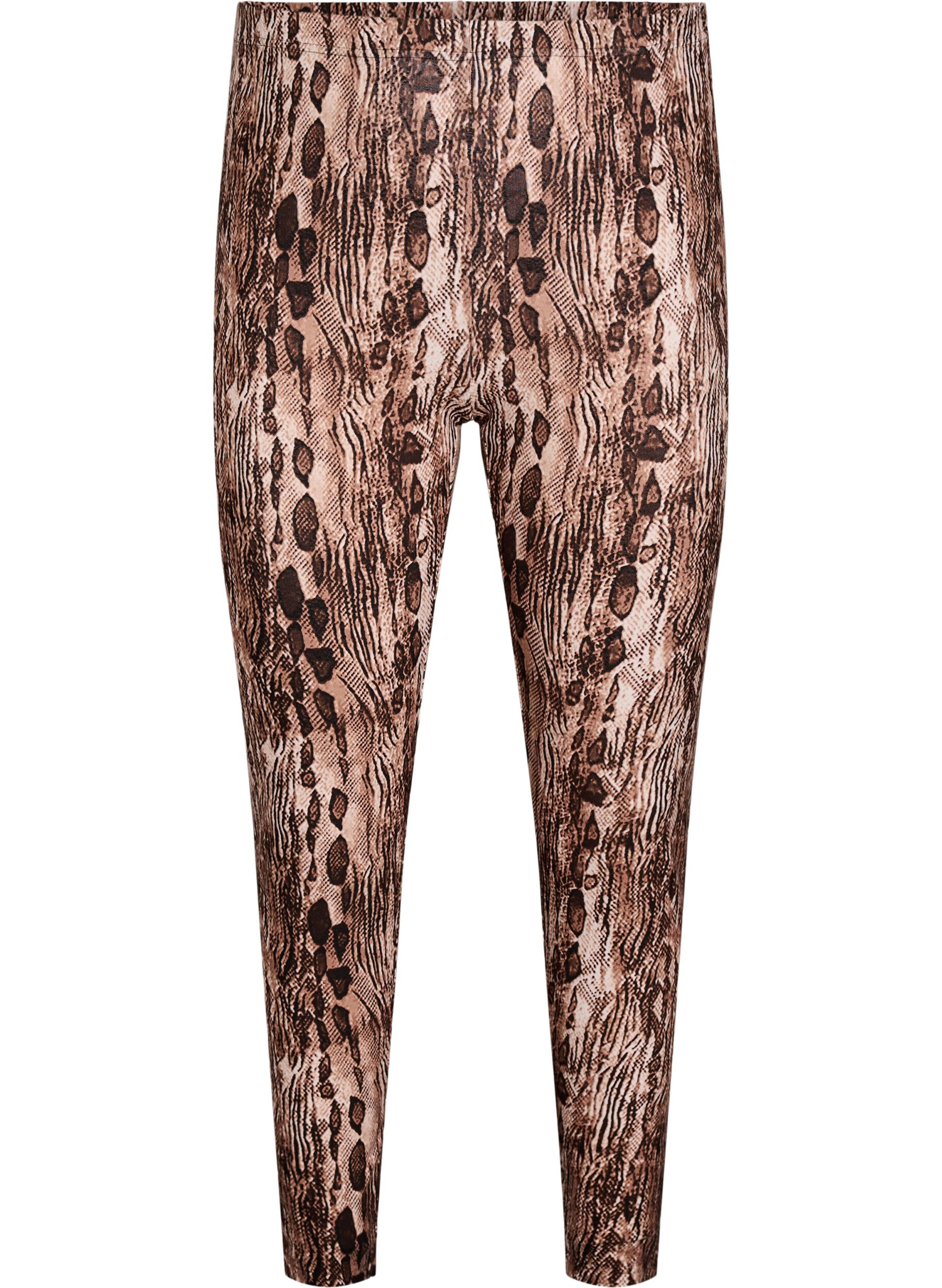 Zizzi Viskoseleggings med sebratrykk, Brun, Packshot image number 0