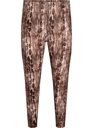 Zizzi Viskose leggings med print, Brun, Packshot image number 0