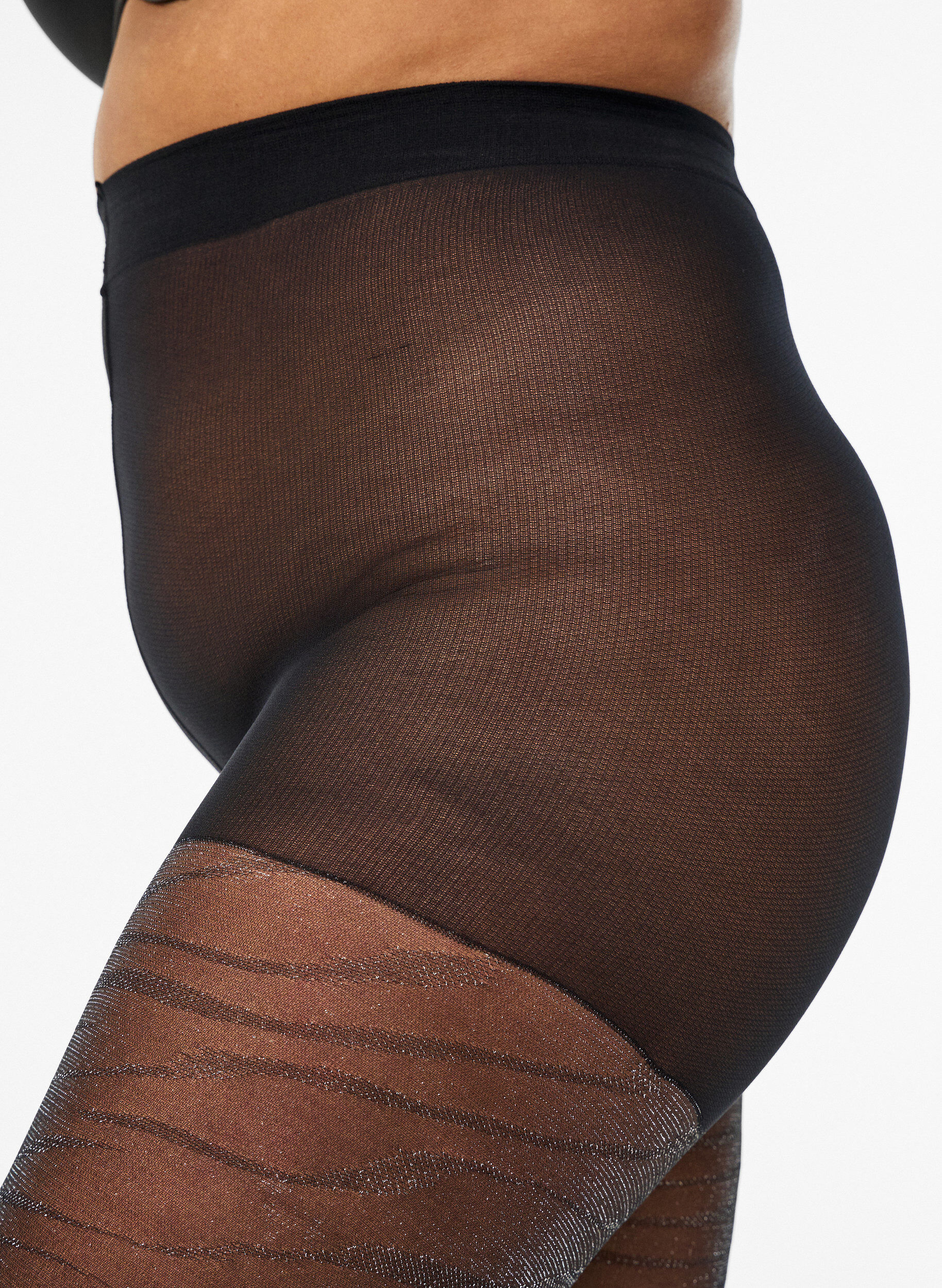 Zizzi Tights med glittersebra og 30 denier, Svart, Model image number 2