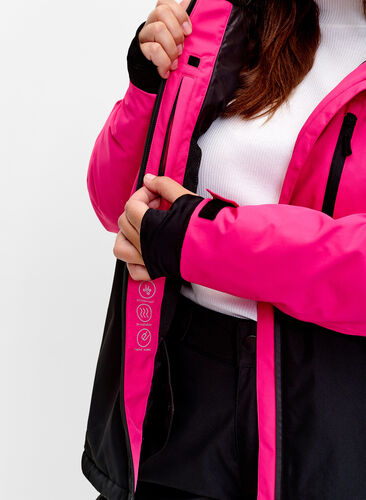 Tofarget skijakke med hette, Fuchsia Purple Comb, Model image number 2