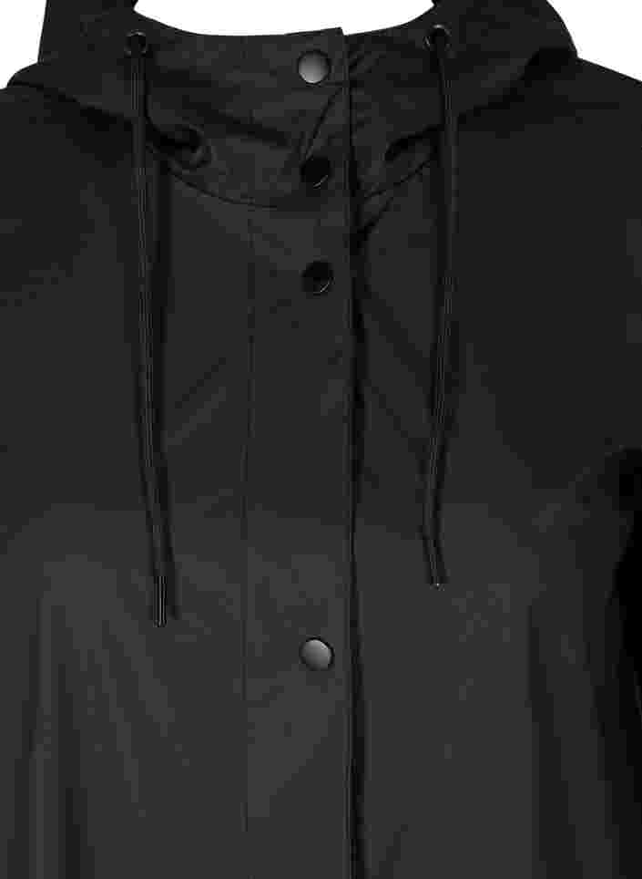 Regnjakke med hette og lommer, Black, Packshot image number 2