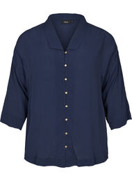 Viskoseskjorte med 3/4-ermer, Navy Blazer